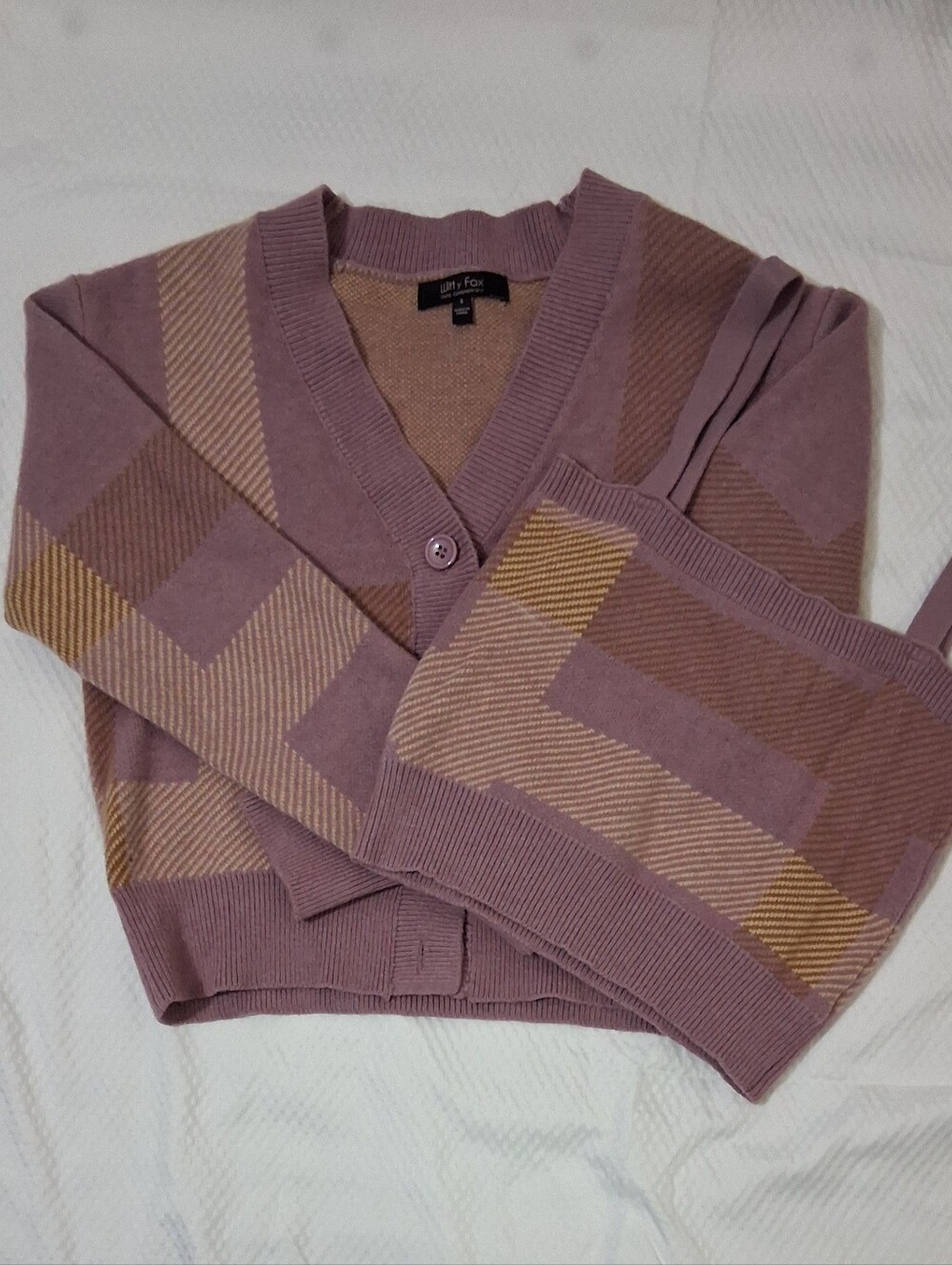 Mauve Geometric Knit Crop Tank Top